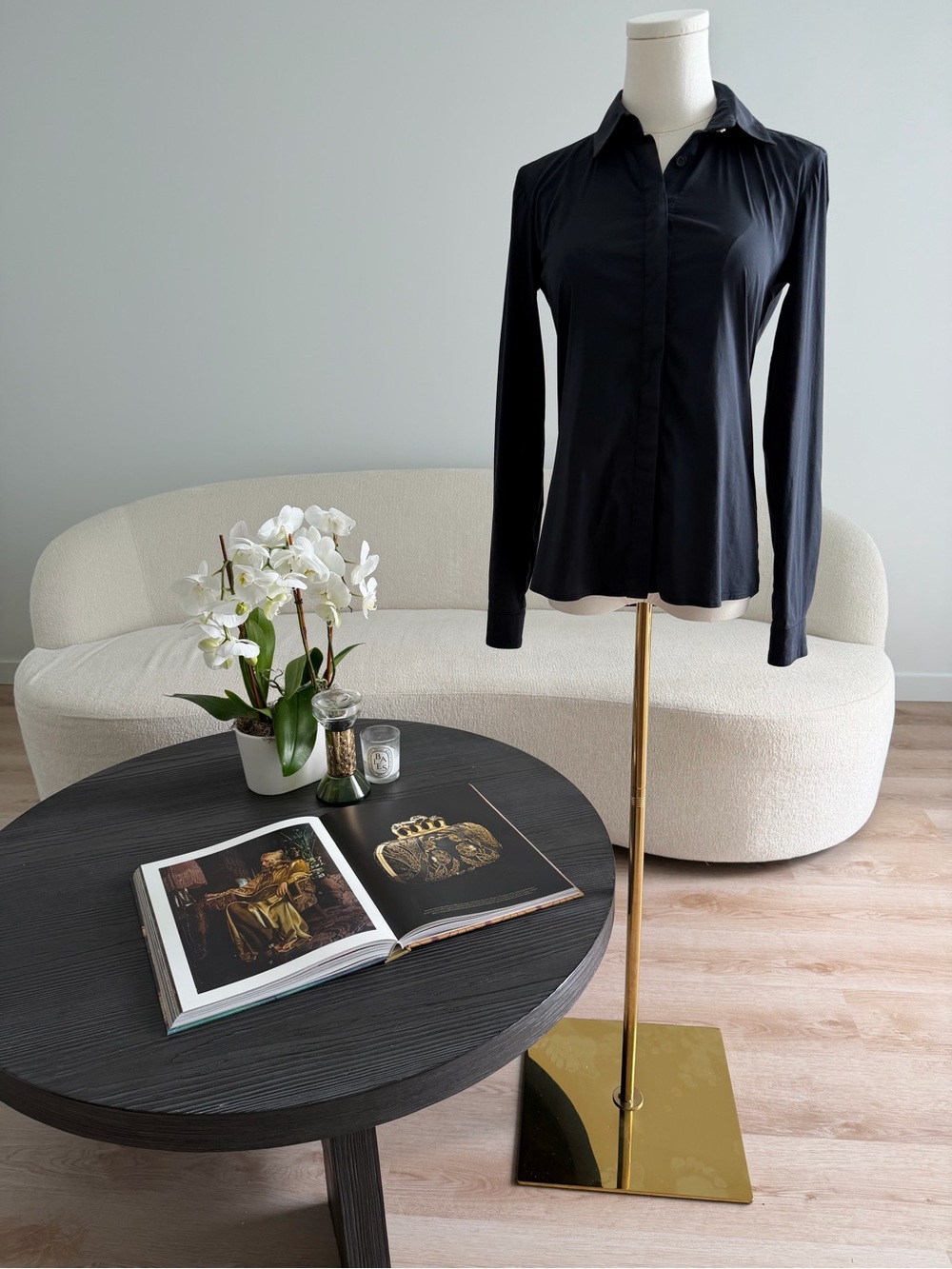 Versace Black Stretch Button Front Blouse Long Sleeve IT 38 Made in Italy - Picture 5 of 15